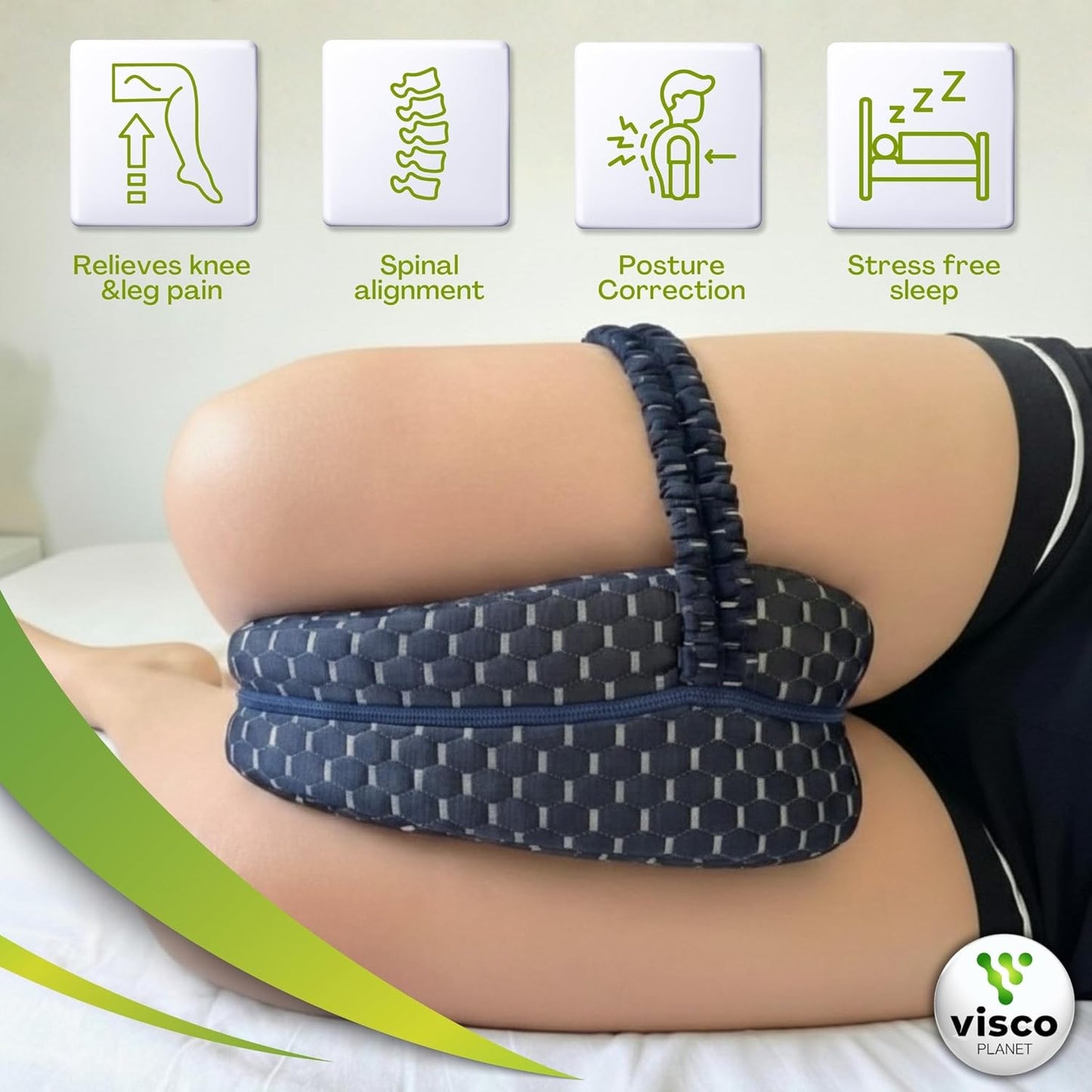 Ortopedik Bacak Arası Yan Yatış Yastığı Ergonomik Uyku Minderi Lastikli