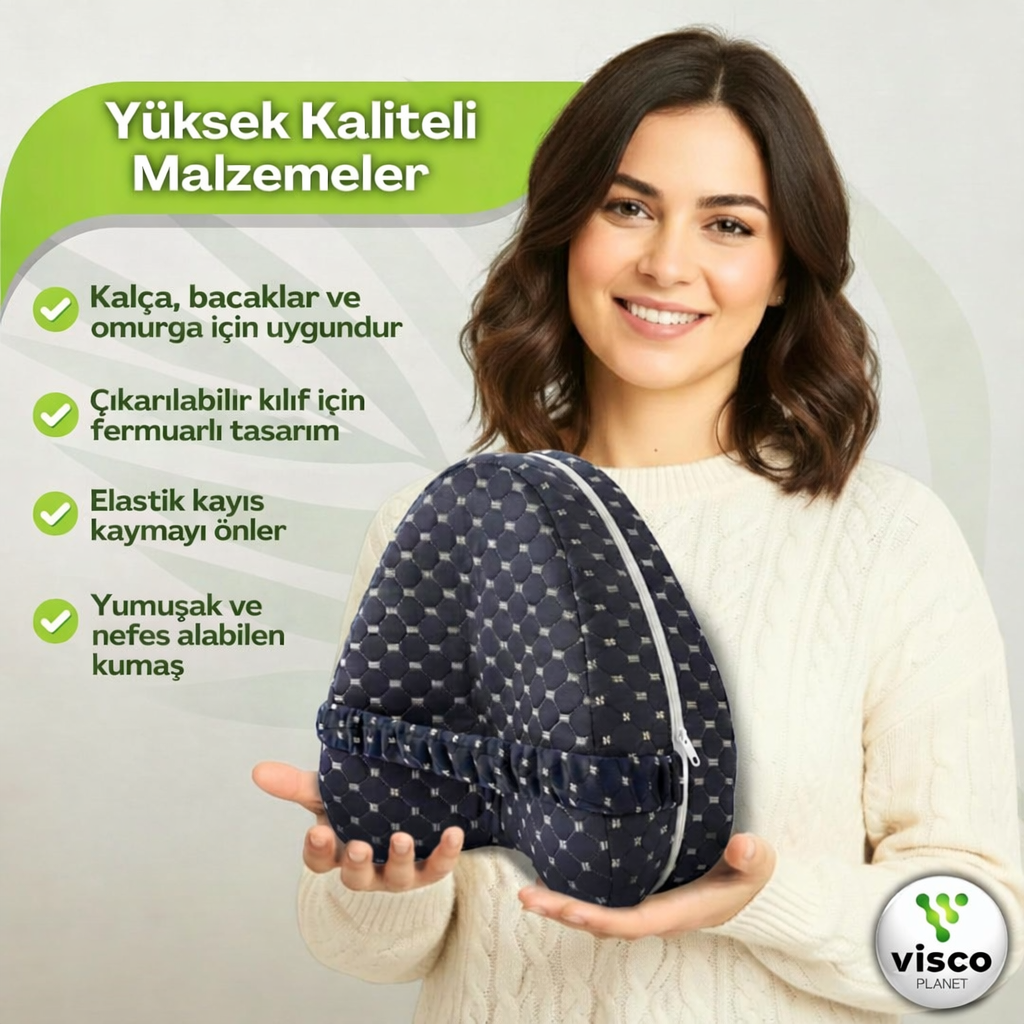 Ortopedik Bacak Arası Yan Yatış Yastığı Ergonomik Uyku Minderi Lastikli