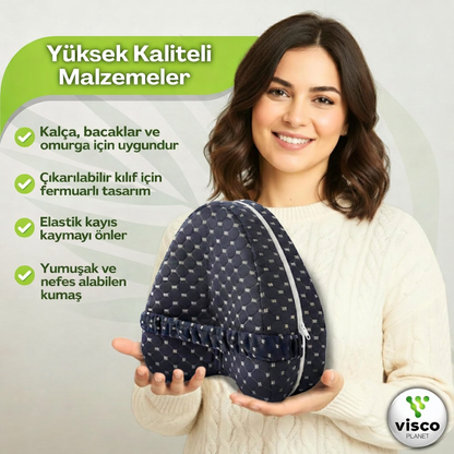 Ortopedik Bacak Arası Yan Yatış Yastığı Ergonomik Uyku Minderi Lastikli