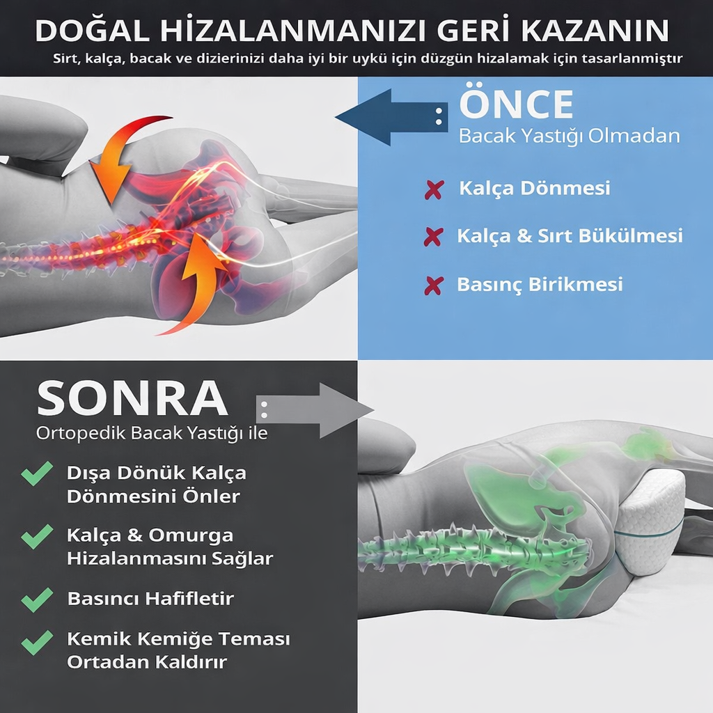 Yastık Ortopedik Bacak Arası Yastığı Destekli Ortopedik Yastık