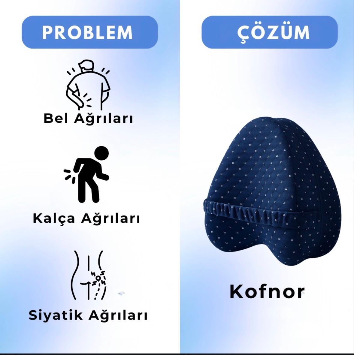 Ortopedik Bacak Arası Yan Yatış Yastığı Ergonomik Uyku Minderi Lastikli